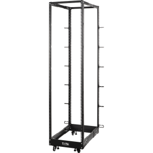 Lightweight four post rack with adjustable depth (560–1020 mm), black